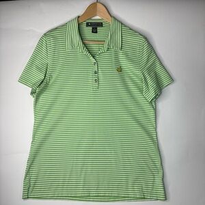 Magnolia Lane Top Size Large Green White Striped Masters Golf Pima Cotton